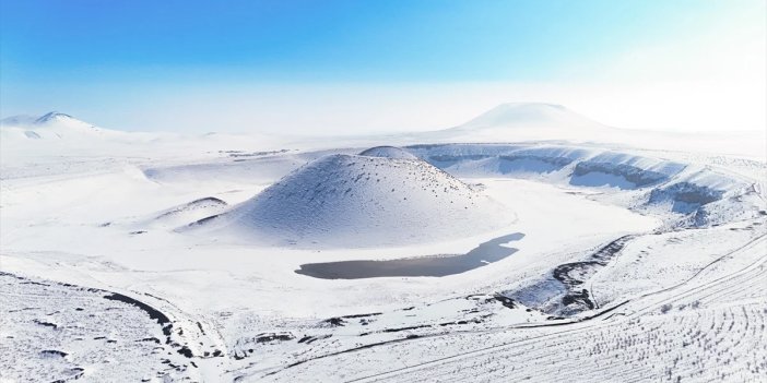 Konya'da kar yağışının ardından kartpostallık görüntü