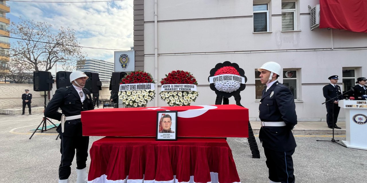 Şehit polise Konya’da düzenlenen törenle uğurlandı