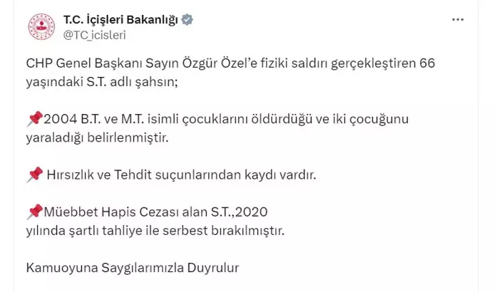 Özgür Özel'e saldıran şüpheli hakkında kan donduran bilgi