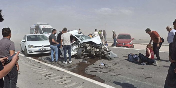 Konya yolunda kum fırtınası kazaya neden oldu