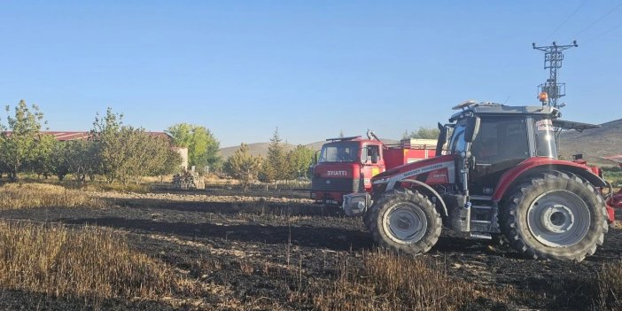 Konya'da buğday tarlasında çıkan yangın söndürüldü