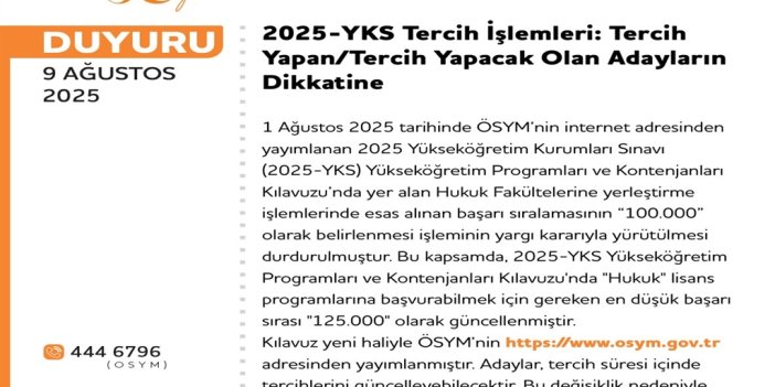 ÖSYM, yeni YKS tercih kılavuzunu yayımladı