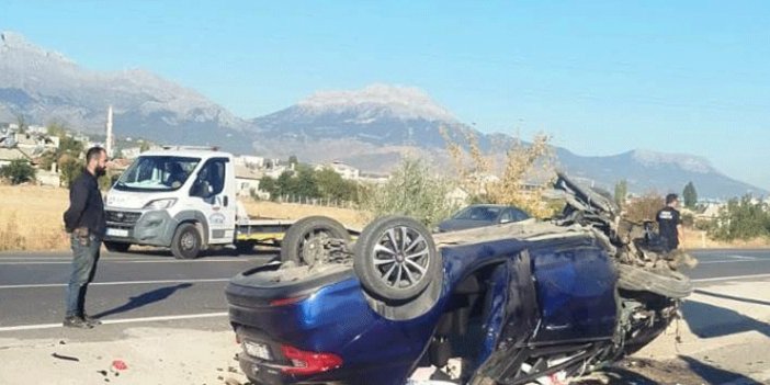 Konya'da devrilen otomobildeki 2 kişi yaralandı