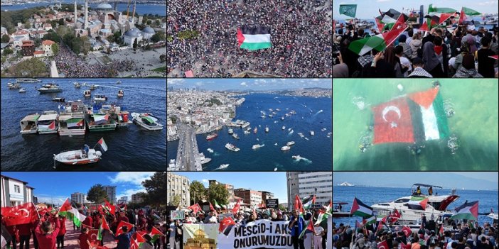 81 ilde insanlar Gazze ve Küresel Sumud Filosu için sokağa dokuldu