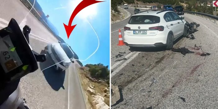 Kendi sonunu böyle çekti! Motosiklet sürücüsünün öldüğü kaza, kask kamerasında