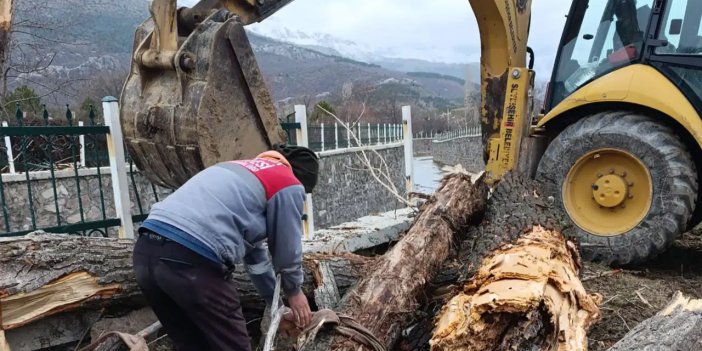 Belediye ekipleri fırtına nedeniyle seferber oldu