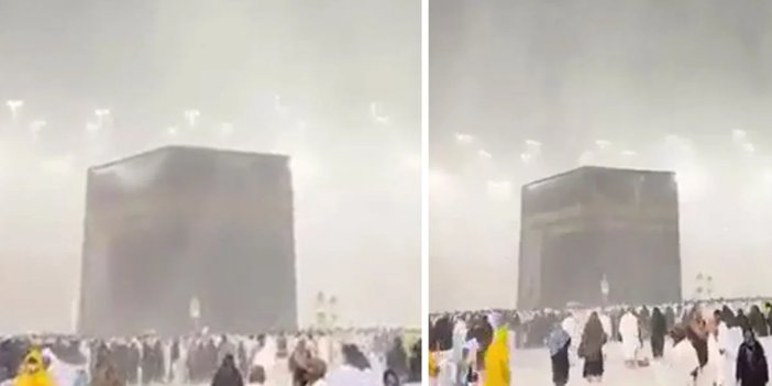 Ramazanın son günü Kabe'de yağmur altında dua