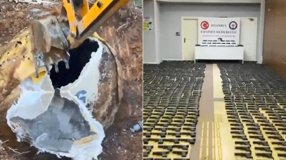 İstanbul'da yeraltı su deposunda binlerce silah parçası ele geçirildi