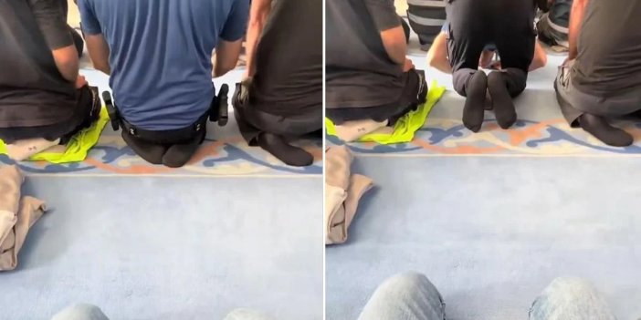 Vatandaş, önünde namaz kılan polisi kayda aldı: Düştüğü not bomba