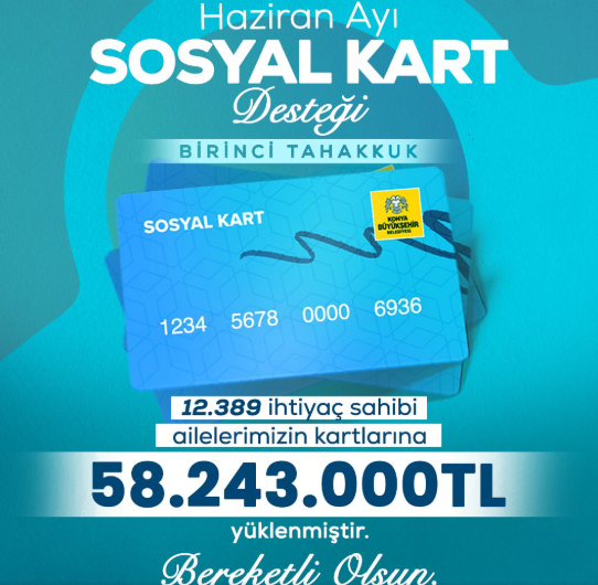 Konya’da Sosyal Kart desteği hesaplara geçti