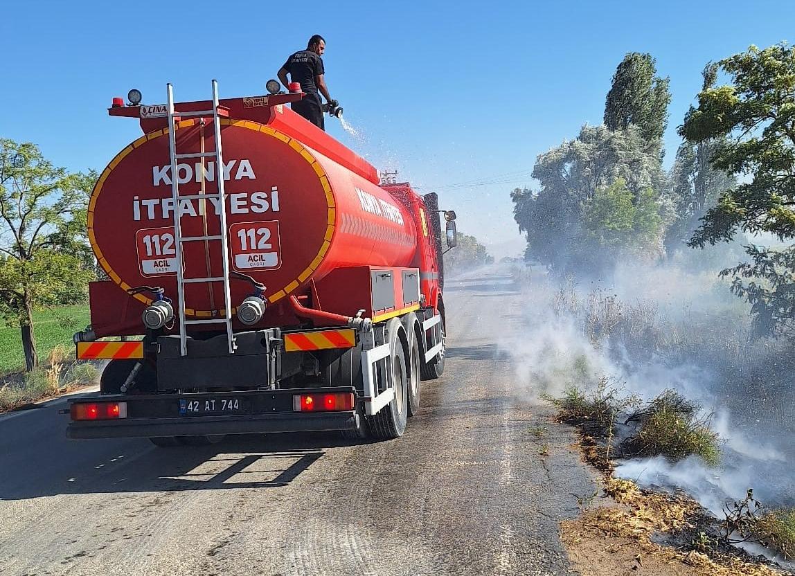 Konya'da ot temizliği yangına dönüştü