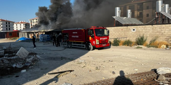 Konya'da inşaat sahasında yangın!