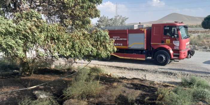 Karapınar’da Ot Yangını Korkuttu: Alevler Yayılmadan Söndürüldü