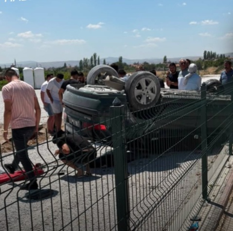 Konya-Antalya çevre yolu’nda otomobil takla attı