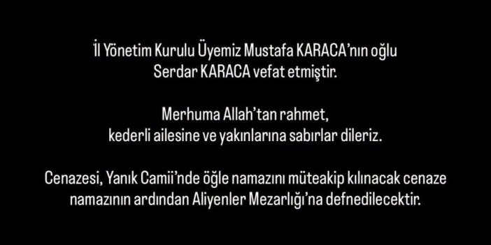 MHP Konya İl Yönetim Kurulu Üyesi Mustafa Karaca’nın Acı Günü