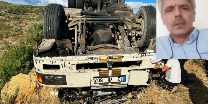 Konya-Antalya yolunda yem yüklü tır şarampole yuvarlandı: 1 ölü