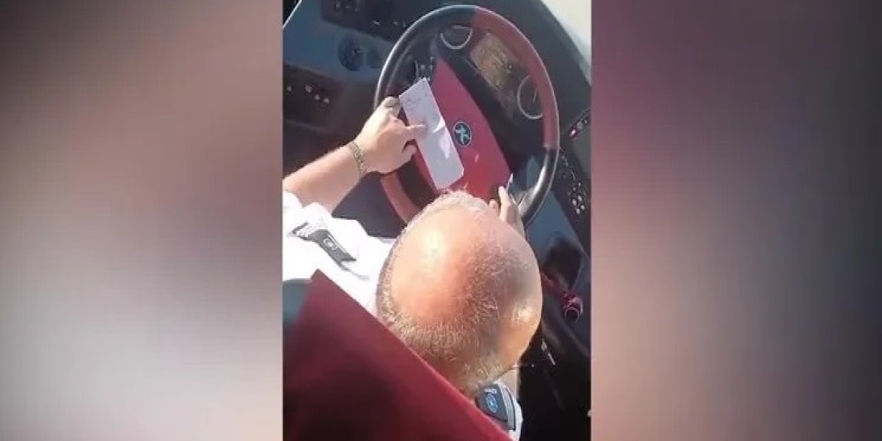 Konya'ya yolcu taşıyan otobüs şoförünün rahatlığı pes dedirtti