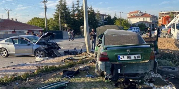 Konya'da iki otomobil çarpıştı: 4 yaralı