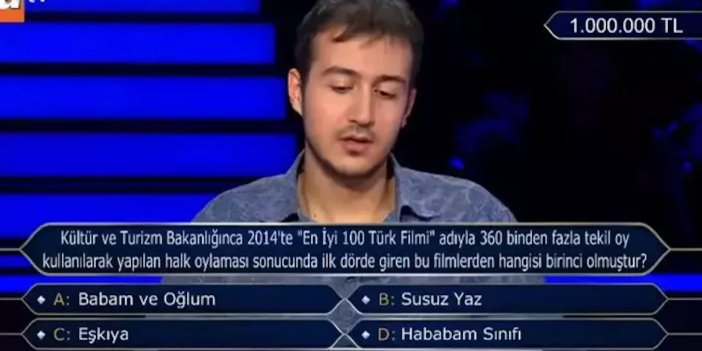 Kim Milyoner Olmak İster'de 1 milyonluk sorunun cevabı araştırılıyor! İşte doğru cevap