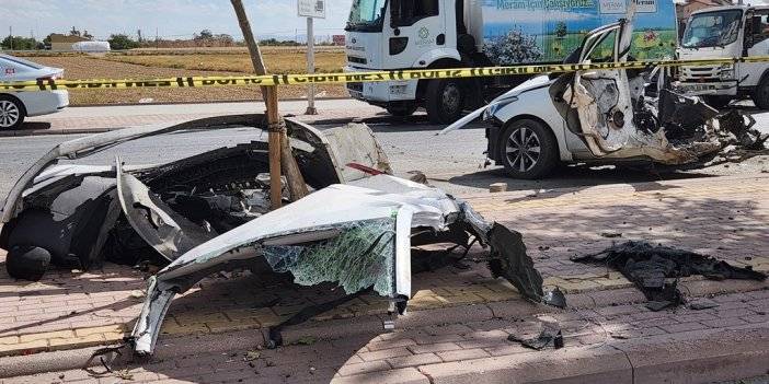 Konya'da ikiye bölünen aracın parçaları savruldu! 1 ölü