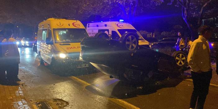 Konya'da araç önce ağaca çarptı sonra takla attı! Baba oğul yaralı